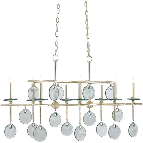 Sethos 8 Light 42 inch Silver Granello Chandelier Ceiling Light, Rectangular