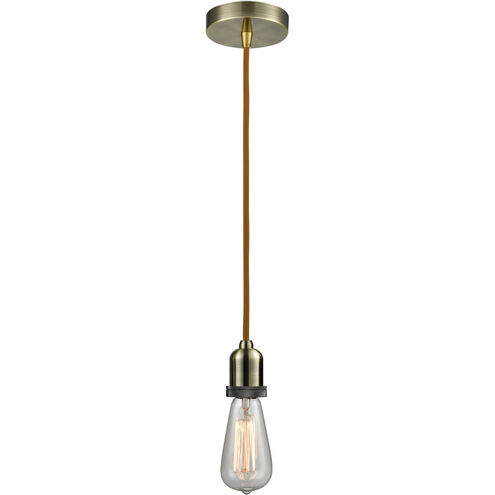 Whitney Bare Bulb 1 Light 2 inch Antique Brass Mini Pendant Ceiling Light in Copper, Whitney