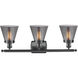 Ballston Small Cone 3 Light 26 inch Matte Black Bath Vanity Light Wall Light in Plated Smoke Glass, Ballston
