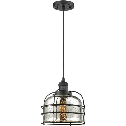 Franklin Restoration Bell Cage 1 Light 9 inch Matte Black Mini Pendant Ceiling Light in Incandescent, Silver Plated Mercury, Franklin Restoration