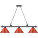 Cordon 3 Light 57.25 inch Bronze Plate Billiard Ceiling Light in Red Plastic