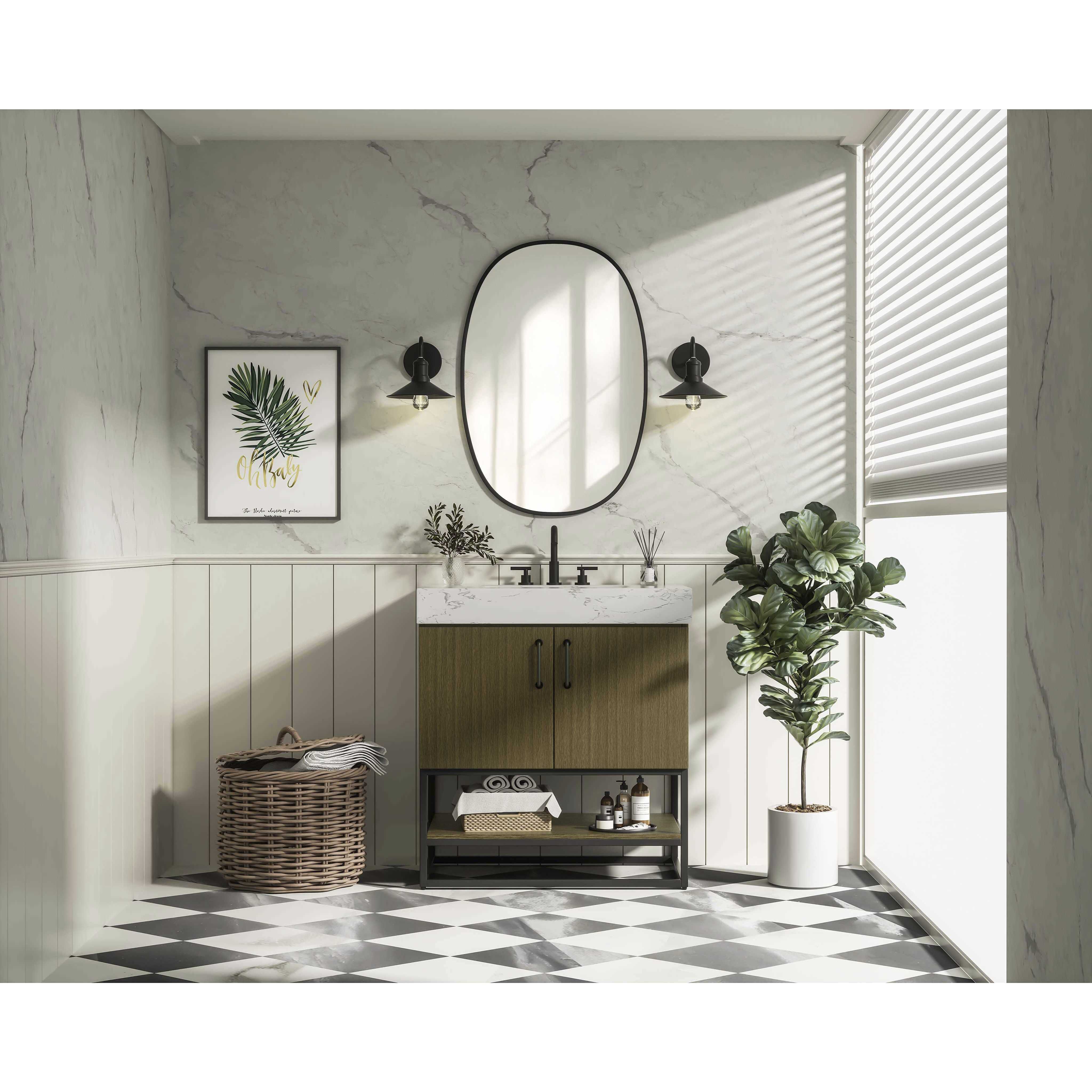 Caroline 30 X 34 inch Chestnut Brown Bathroom Vanity Cabinet