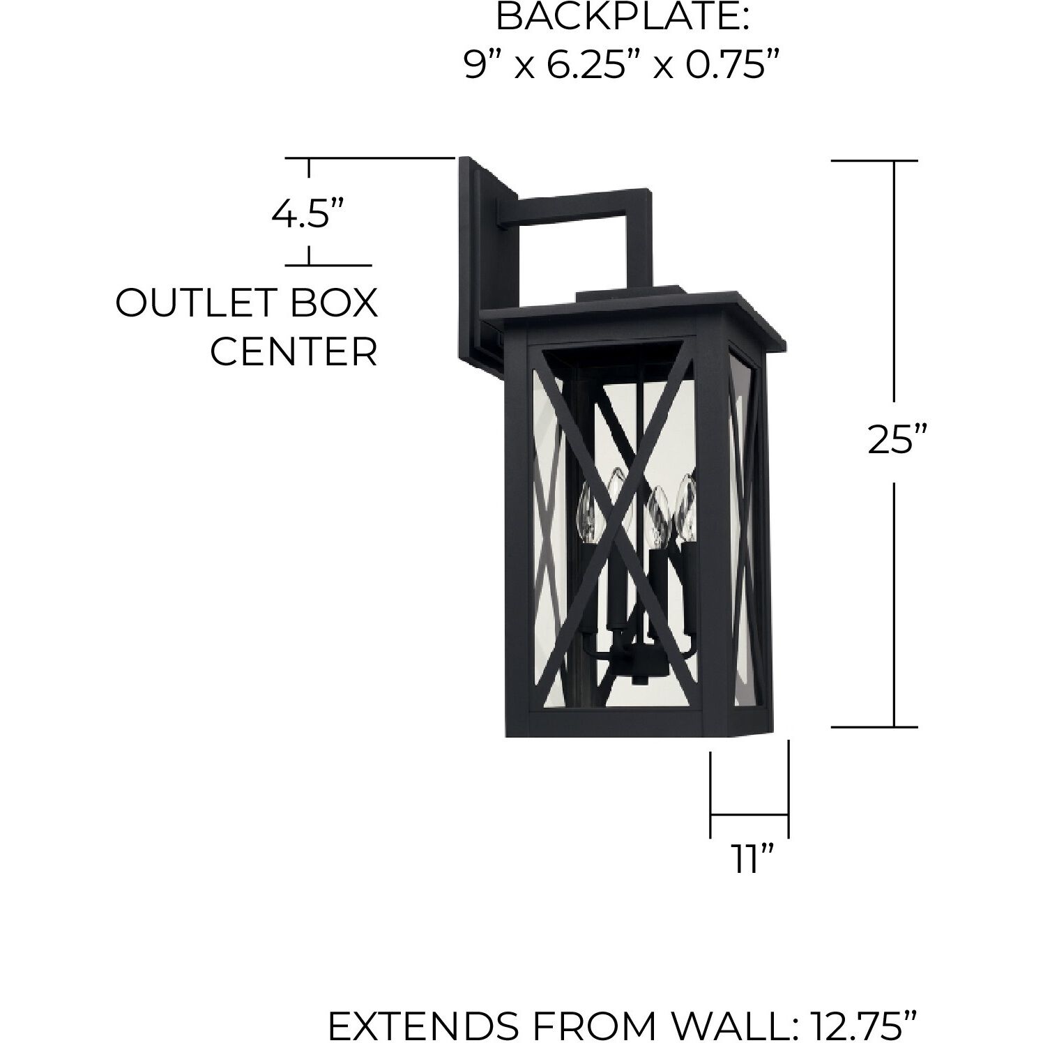 Avondale 4 Light 25 inch Black Outdoor Wall Lantern