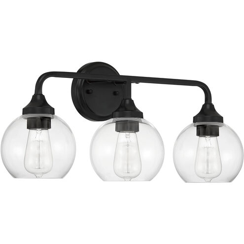 Glenda 3 Light 23 inch Flat Black Vanity Light Wall Light