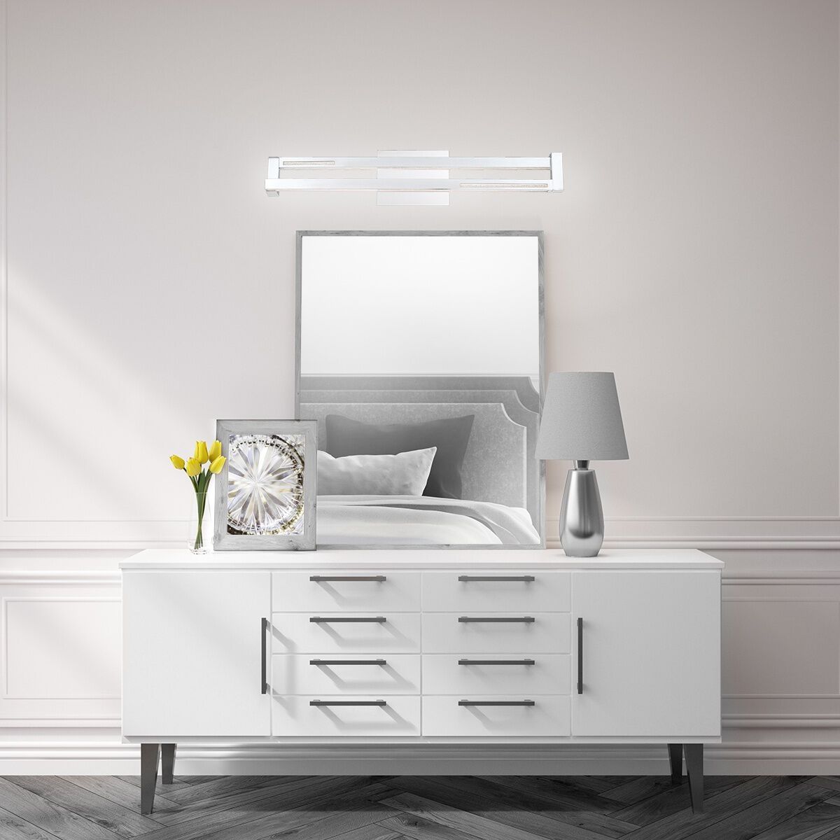 Clinton LED 27 inch Chrome Vanity Light Wall Light, Large