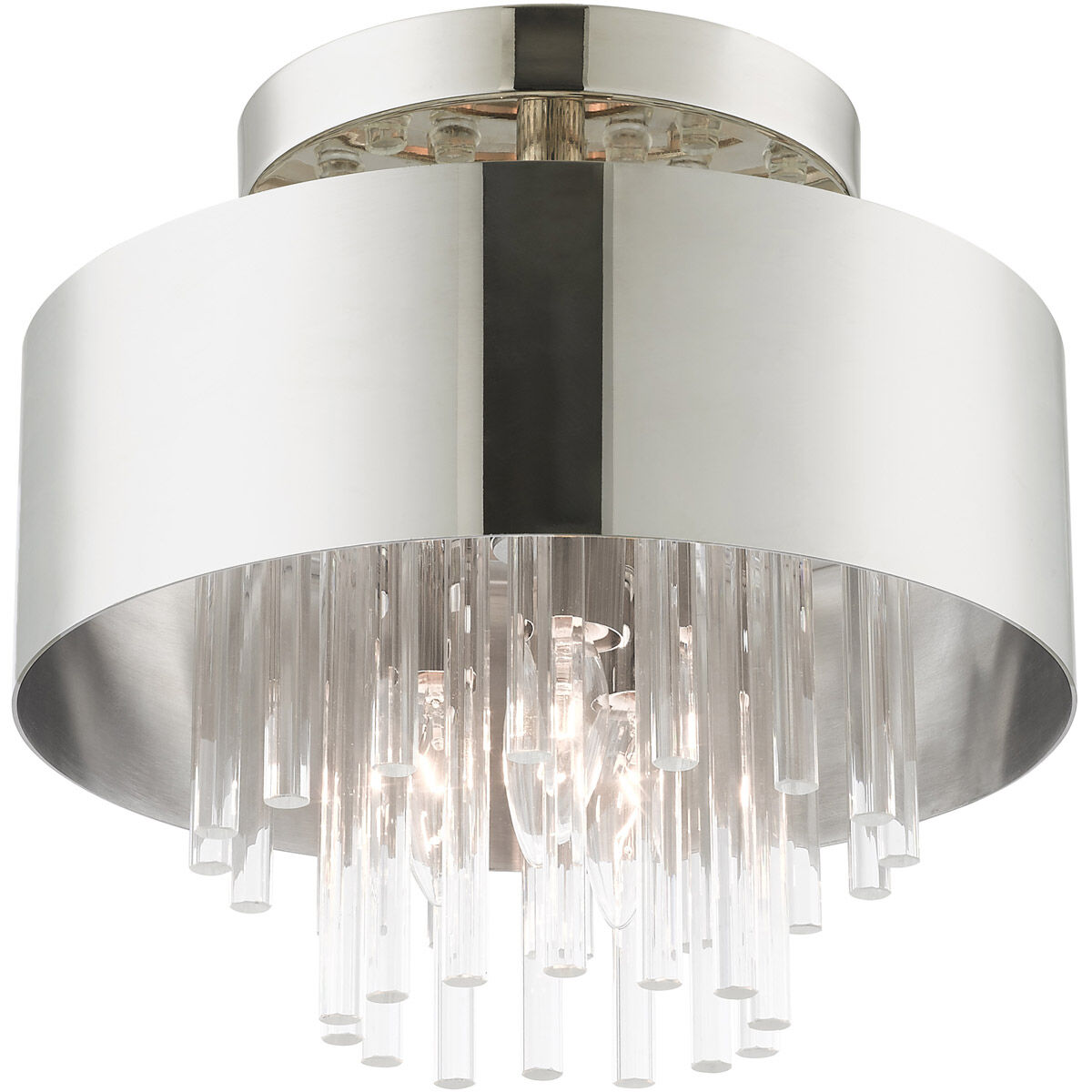 Orenburg 3 Light 13 inch Polished Nickel Semi Flush Ceiling Light
