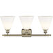 Ballston Ballston Cone LED 28 inch Antique Brass Bath Vanity Light Wall Light in Matte White Glass