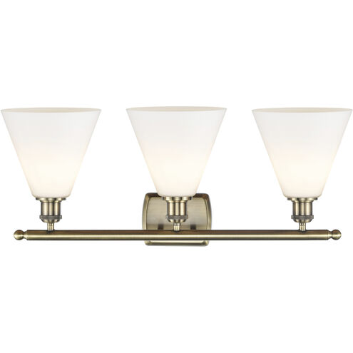 Ballston Ballston Cone LED 28 inch Antique Brass Bath Vanity Light Wall Light in Matte White Glass