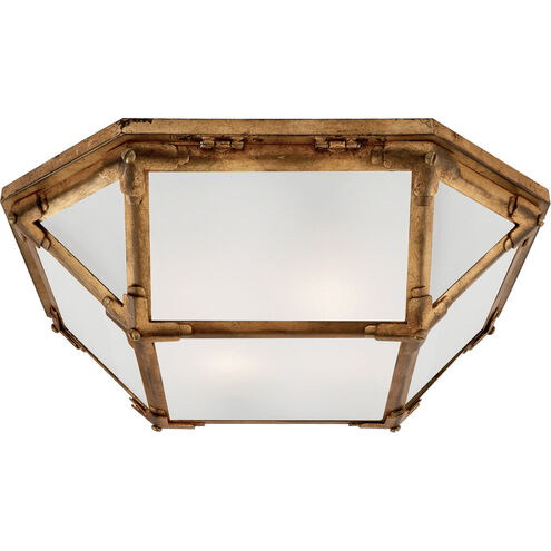 Suzanne Kasler Morris 2 Light 15.5 inch Gilded Iron Flush Mount Ceiling Light in Frosted Glass