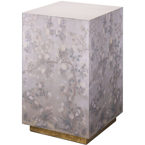 Garland Side Table in Pink Printed Floral Paper and Gold Leaf