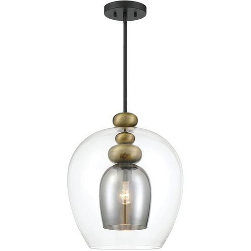 Amesbury 1 Light 11.75 inch Coal and Oxidized Aged Brass Pendant Ceiling Light