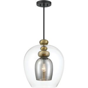 Amesbury 1 Light 11.75 inch Coal and Oxidized Aged Brass Pendant Ceiling Light