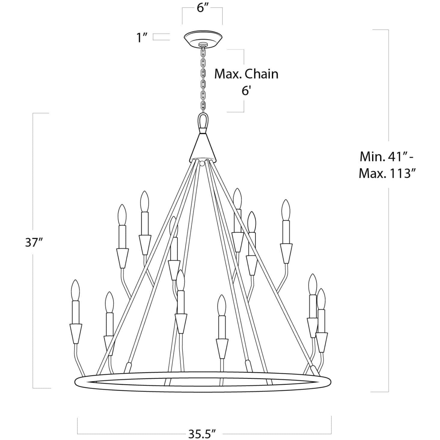 Sierra 12 Light 35.5 inch Blackened Steel Chandelier Ceiling Light