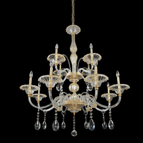 La Rosa 12 Light 43 inch 24K Gold Chandelier Ceiling Light