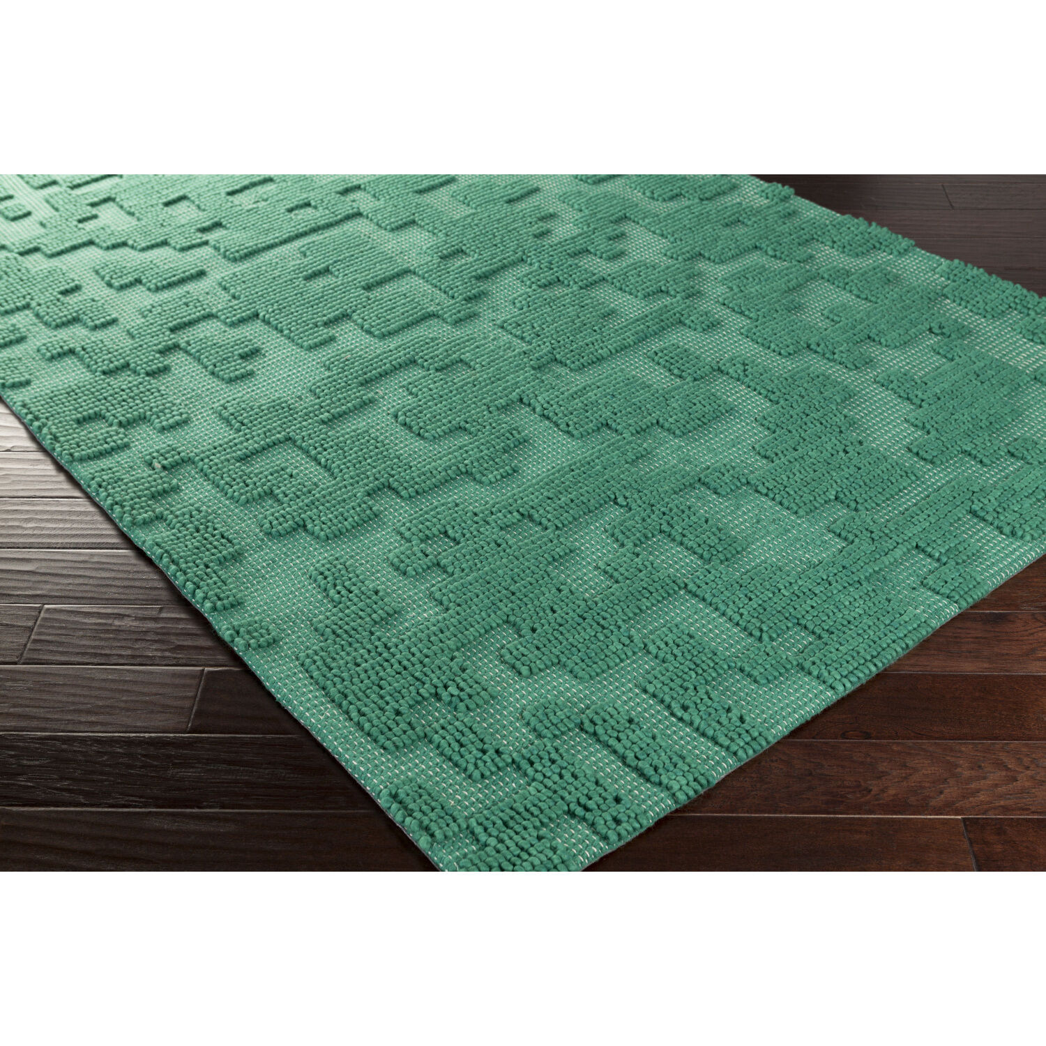 Stencil 96 X 30 inch Emerald Handmade Rug
