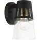 Covington 1 Light 8 inch Black with Soft Gold Finish Accents Outdoor Wall Lantern, Small