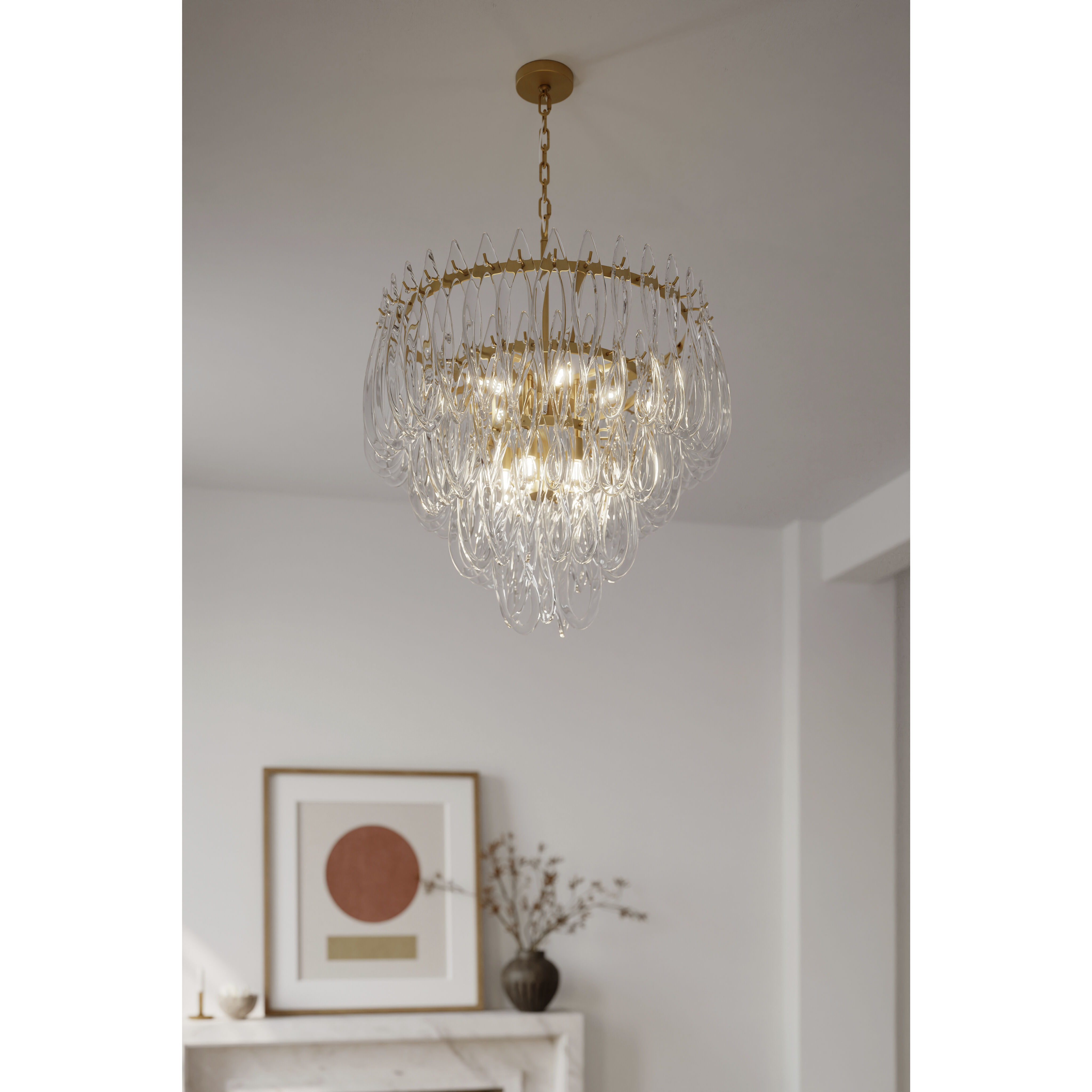 Glassara 10 Light 31.75 inch Legacy Brass Pendant Ceiling Light