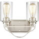 Market Square 2 Light 12 inch Brushed Nickel Vanity Light Wall Light