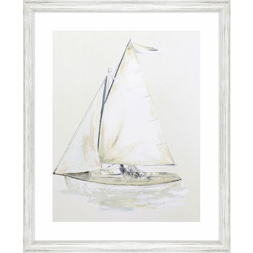 Quiet Sailboat White and Green and Blue and Neutral Framed Art