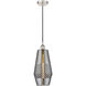Edison Windham LED 7 inch Polished Nickel Mini Pendant Ceiling Light in Plated Smoke Glass