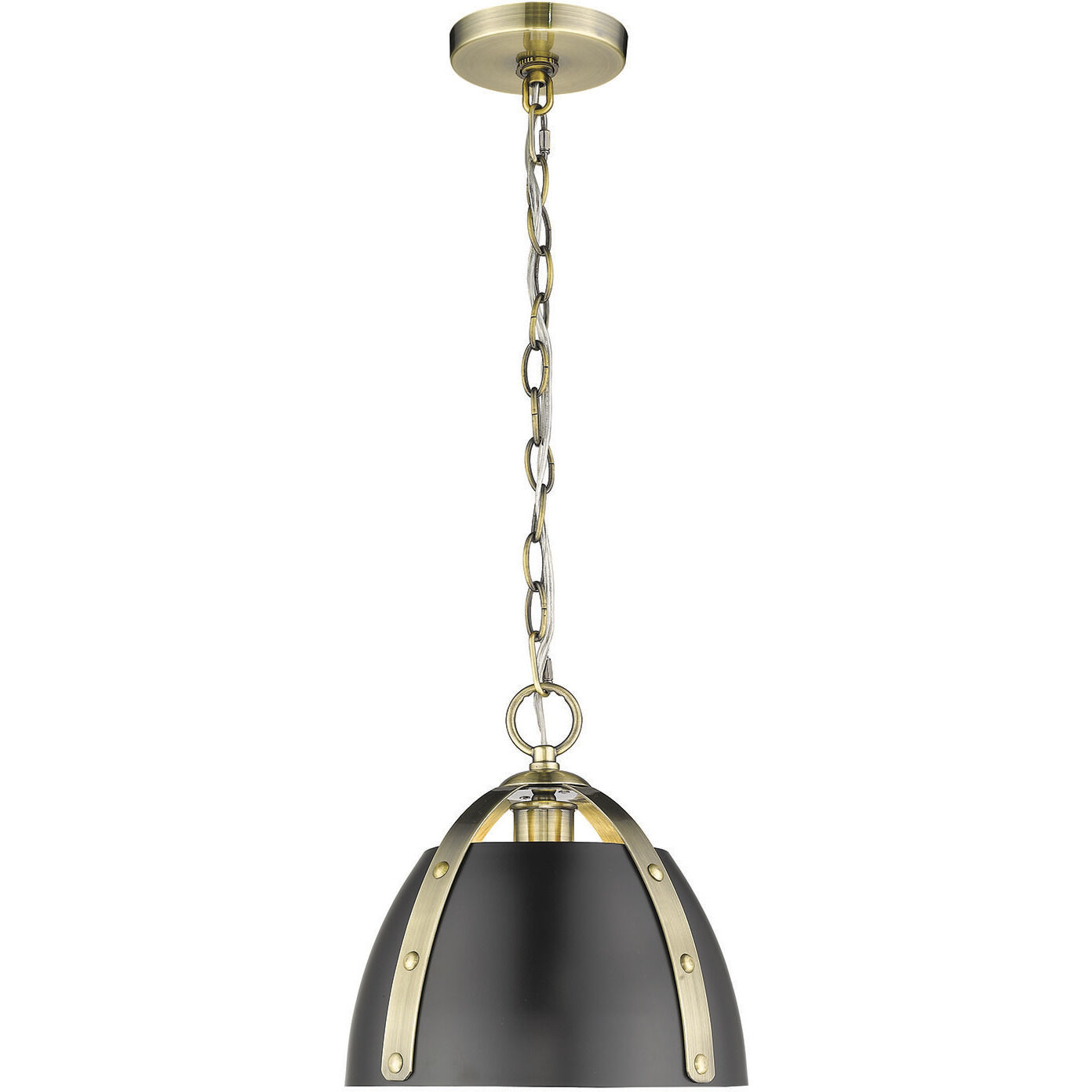 Aldrich Pendant Ceiling Light in Aged Brass, Matte Black, Small