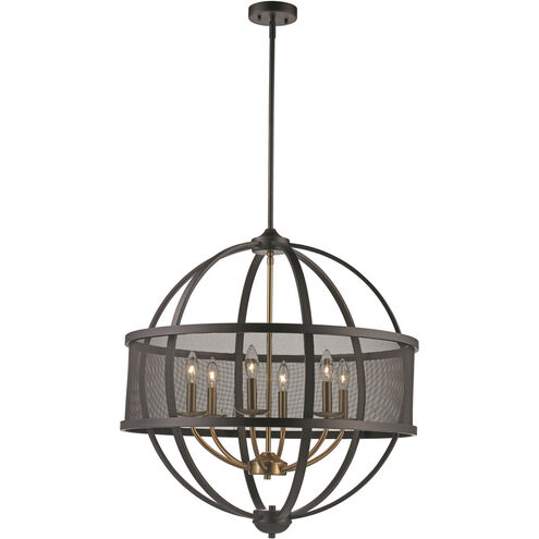 Crosswinds 6 Light 27 inch Rubbed Oil Bronze and Antique Gold Pendant Ceiling Light