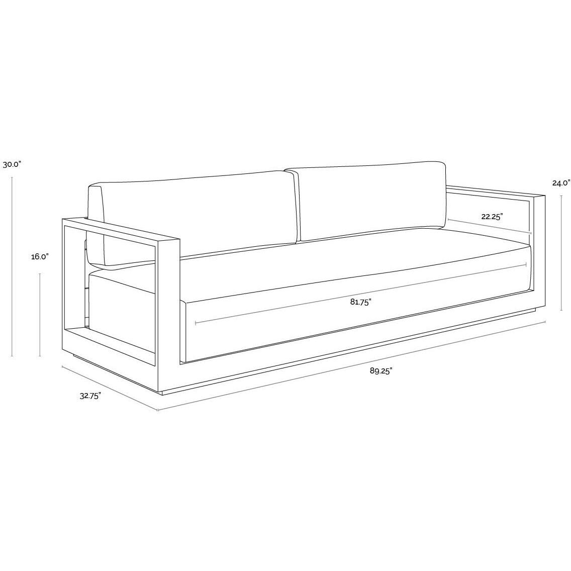 Tavira Charcoal / Lanikai Salt and Pepper Outdoor Sofa