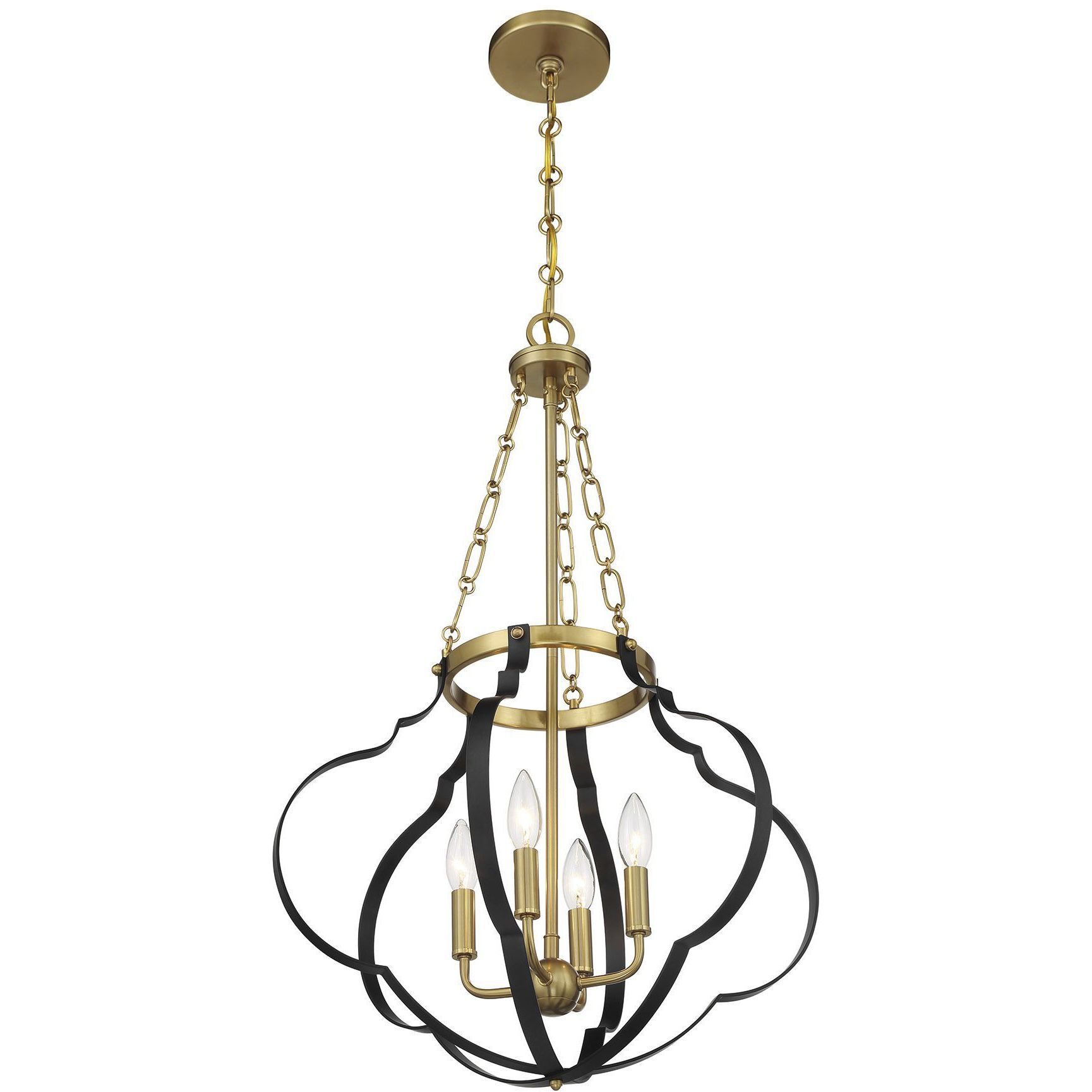 Mercer 4 Light 20 inch Matte Black and Warm Brass Pendant Ceiling Light in Matte Black with Warm Brass