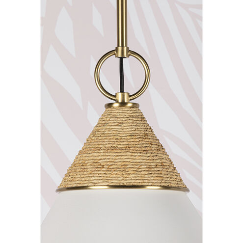 Mica 1 Light 13 inch Aged Brass Pendant Ceiling Light