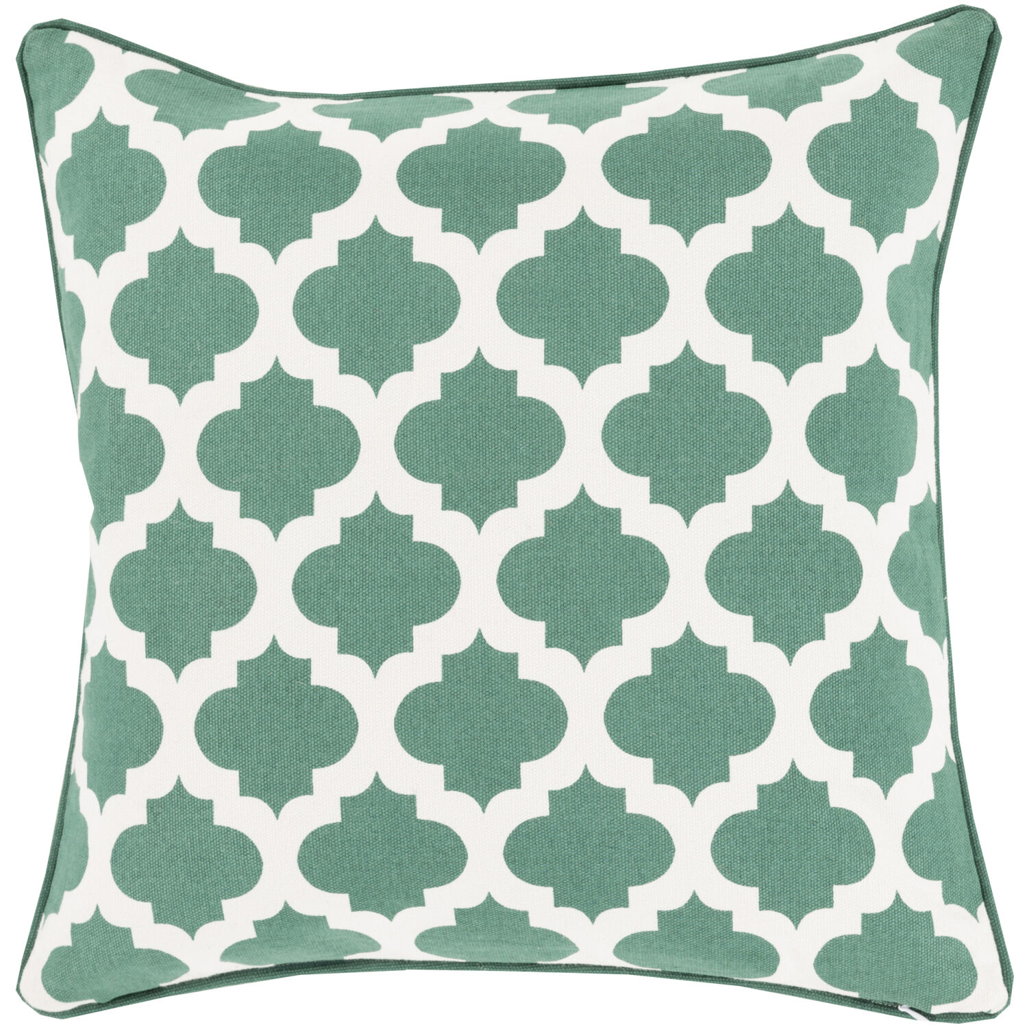 Morrocan Printed Lattice 22 inch Emerald, Ivory Pillow Kit