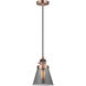 Franklin Restoration Cone LED 6 inch Antique Copper Mini Pendant Ceiling Light in Plated Smoke