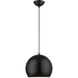 Stockton 1 Light 12 inch Shiny Black with Polished Chrome Accents Pendant Ceiling Light, Globe