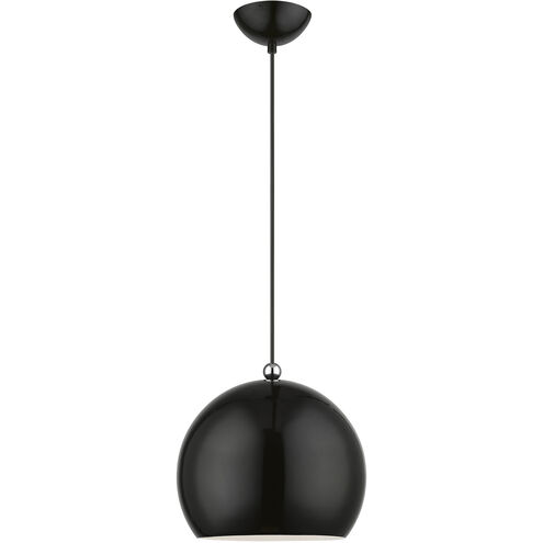 Stockton 1 Light 12 inch Shiny Black with Polished Chrome Accents Pendant Ceiling Light, Globe