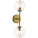 Alora Mood Cassia 2 Light 6 inch Aged Gold Wall/Vanity Light Wall Light in Clear Glass