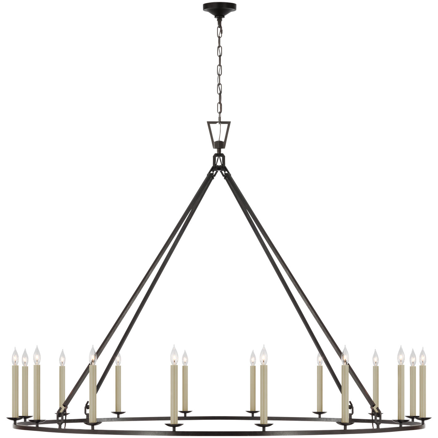 Chapman & Myers Darlana6 LED 73 inch Aged Iron Single Ring Chandelier Ceiling Light, Grande
