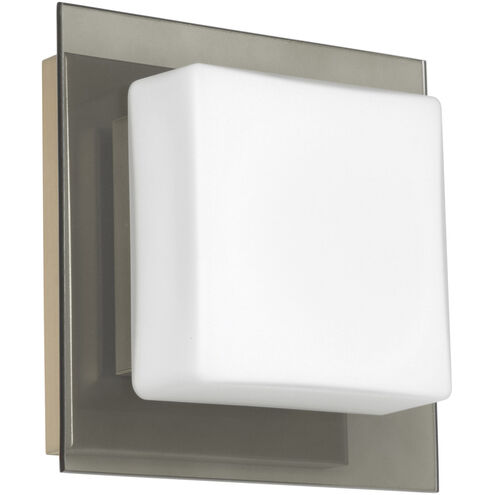 Alex 1 Light 6 inch Satin Nickel ADA Mini Sconce Wall Light in Halogen, Opal with Smoke Glass