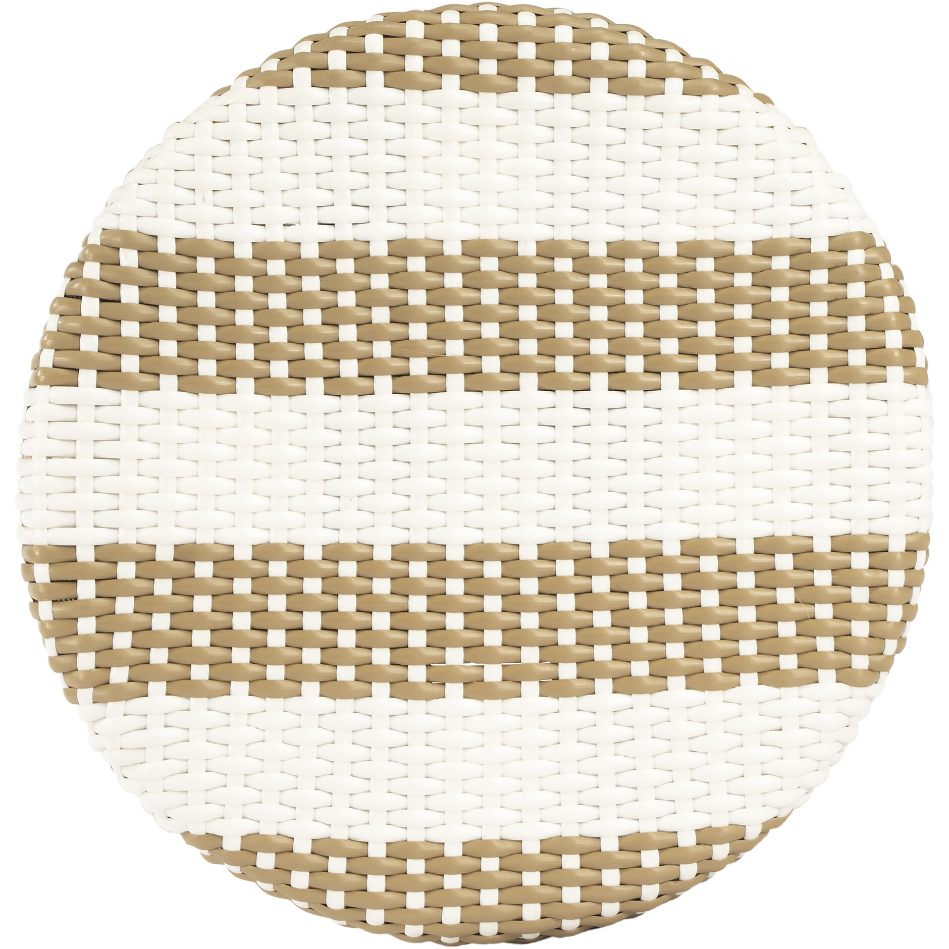 Tobias Round Rattan 30" Bar Stool in Tan and White Stripe