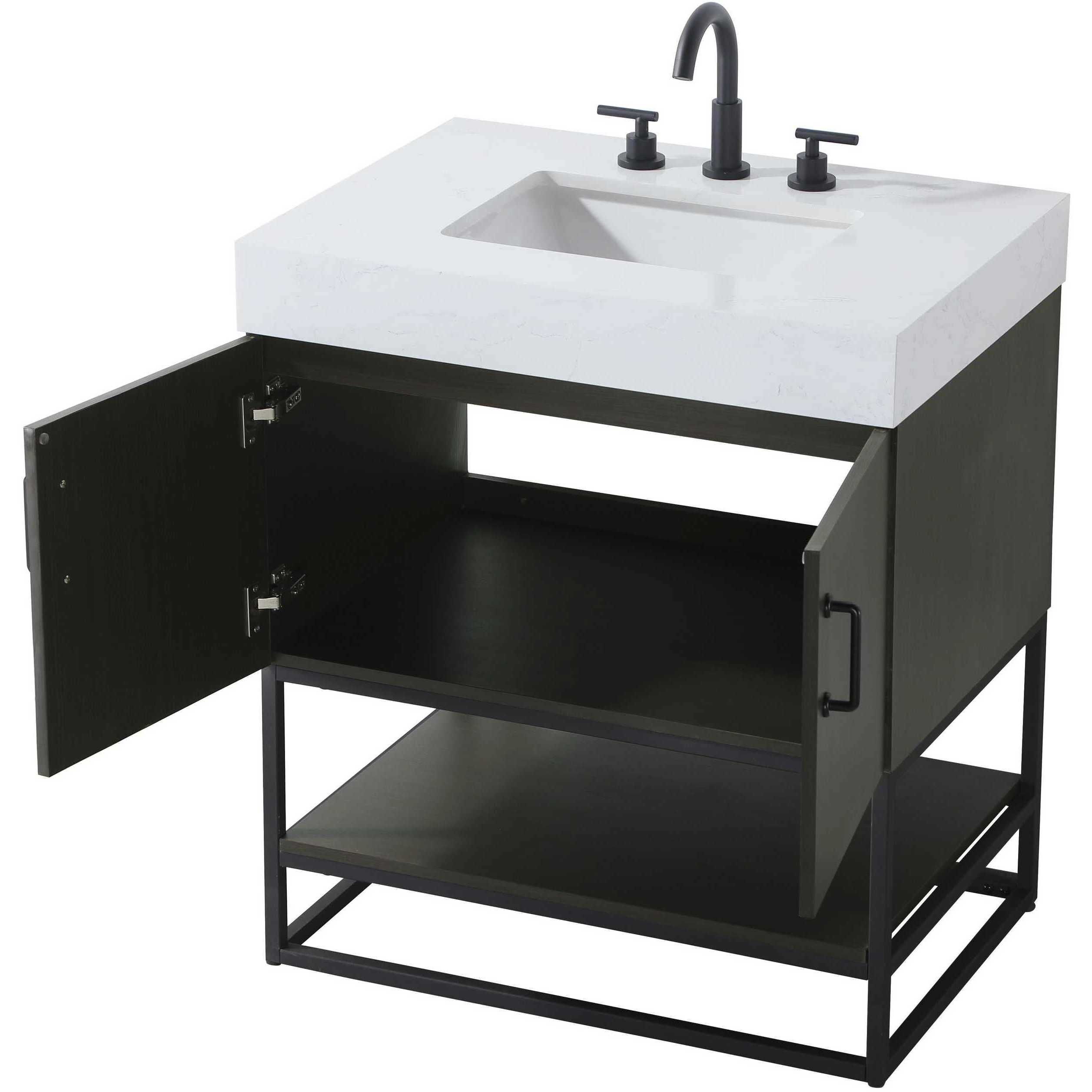 Caroline 30 X 34 inch Mocha Brown Bathroom Vanity Cabinet