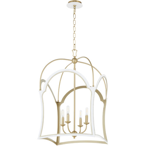 Tiffany 4 Light 21.25 inch Studio White with Aged Brass Entry Ceiling Light