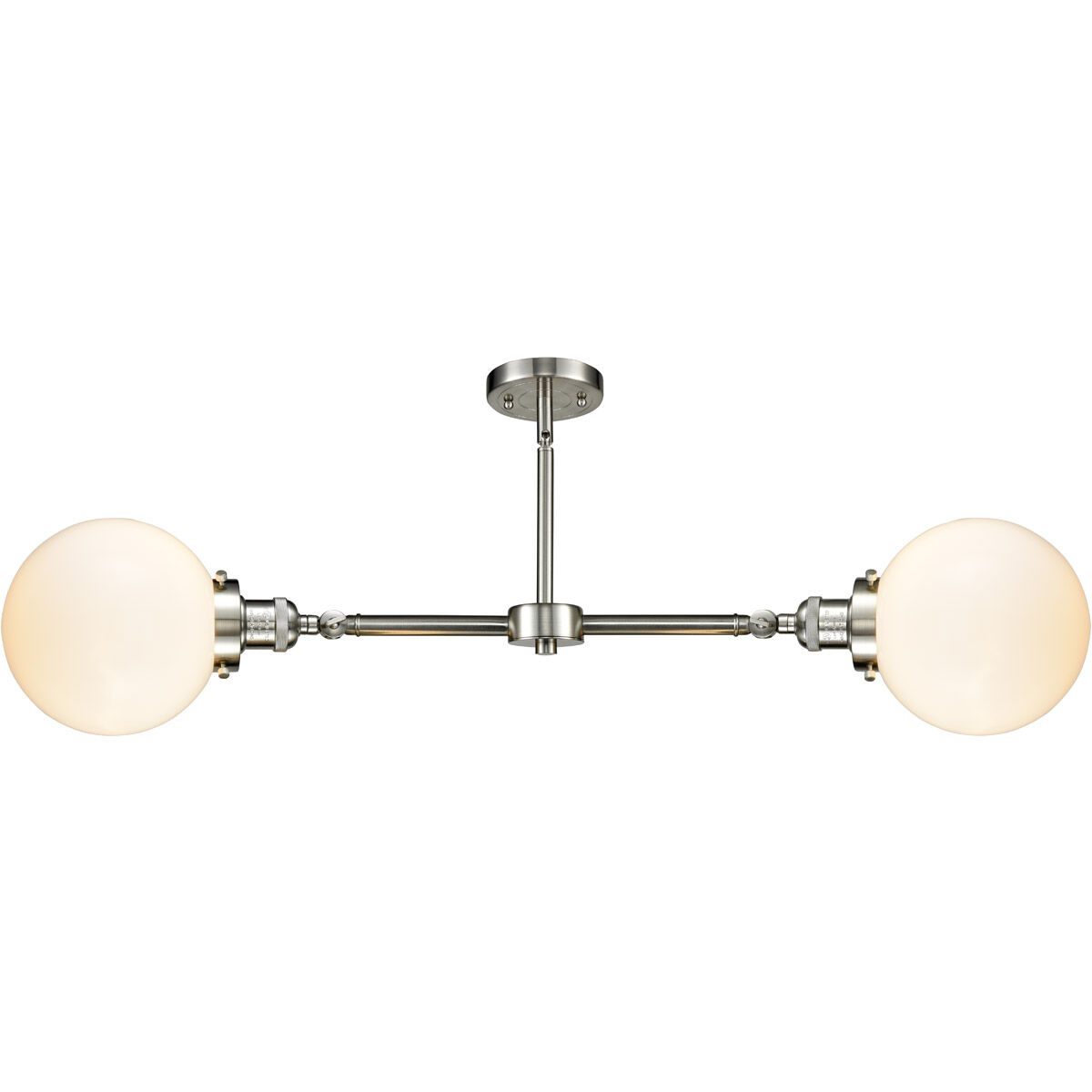 Franklin Restoration Large Beacon 2 Light 25 inch Brushed Satin Nickel Chandelier Ceiling Light in Matte White Glass, Franklin Restoration