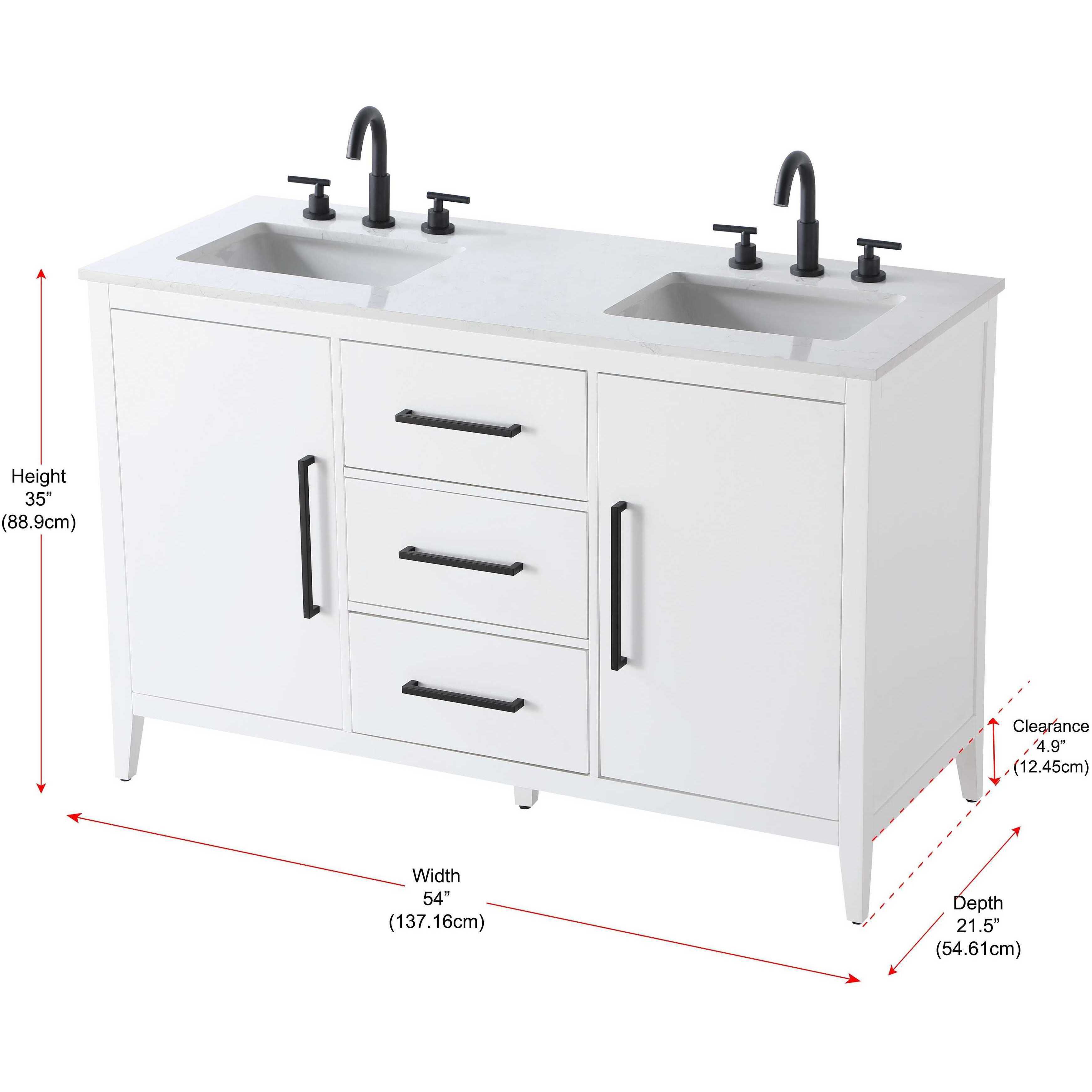 Millie 54 X 35 inch White Bathroom Vanity Cabinet