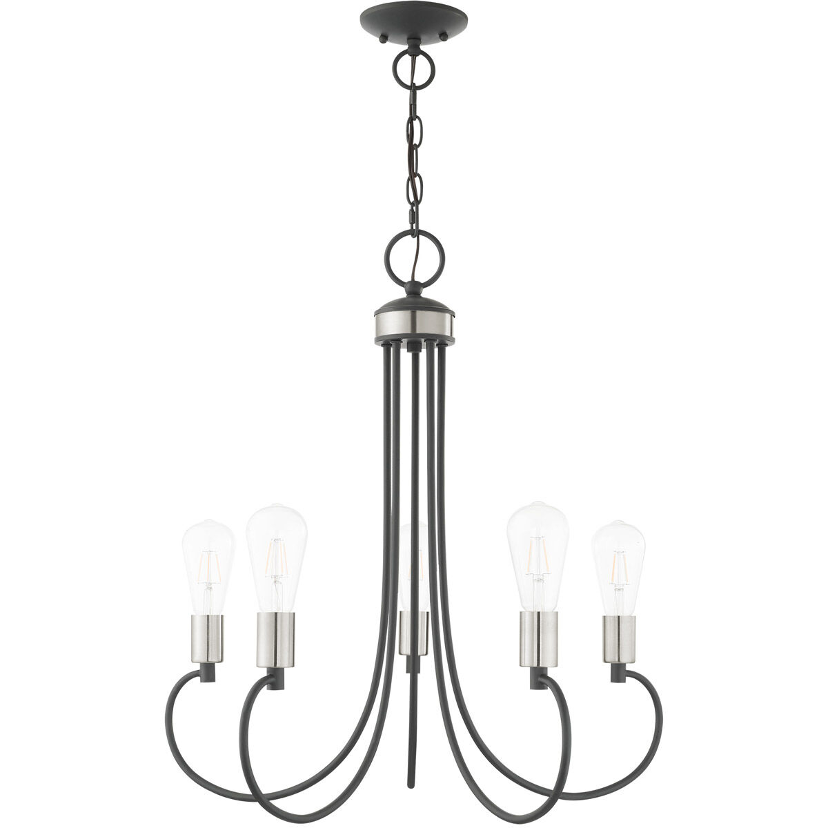 Bari 5 Light 25 inch Scandinavian Gray with Brushed Nickel Accents Chandelier Ceiling Light