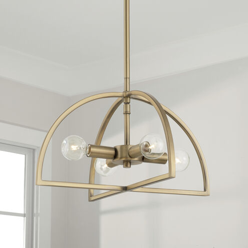 Lawson 4 Light 15 inch Aged Brass Semi-Flush Mount Ceiling Light, Convertible Dual Mount