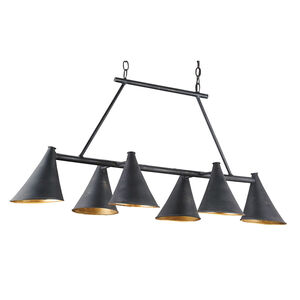 Culpepper 6 Light 48 inch French Black/Contemporary Gold Leaf Chandelier Ceiling Light