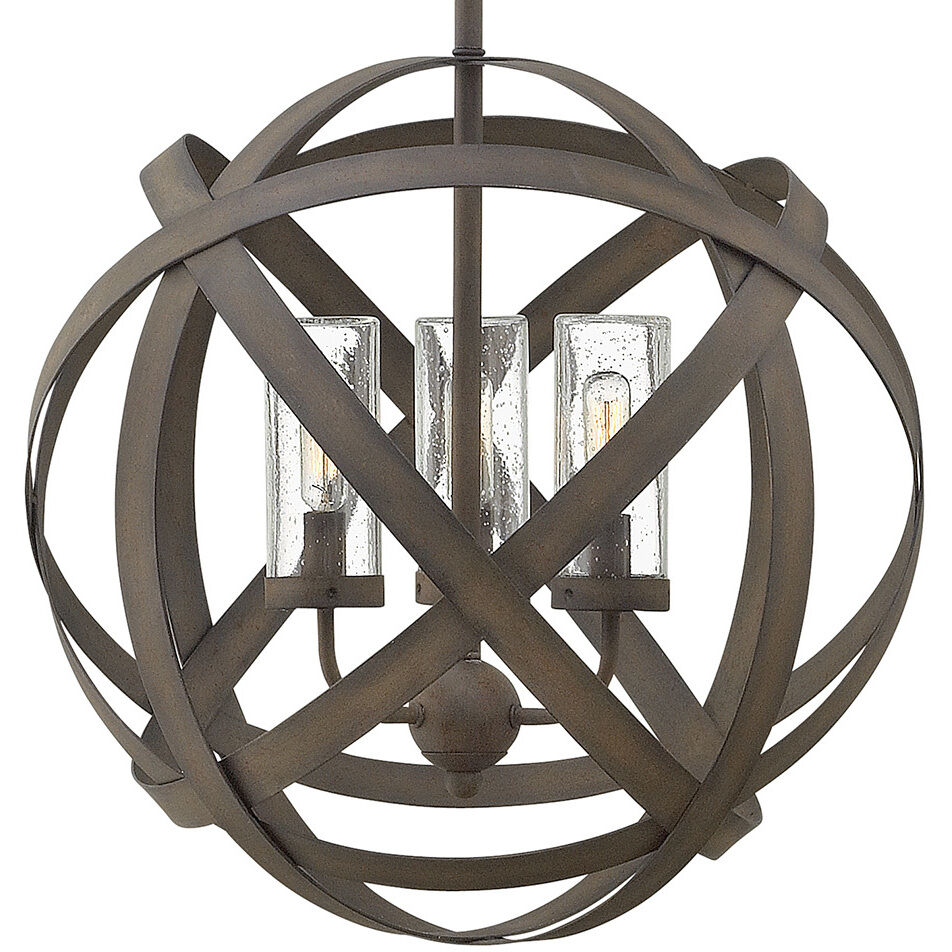 Open Air Carson 3 Light 18.5 inch Vintage Iron Outdoor Hanging in Non-LED