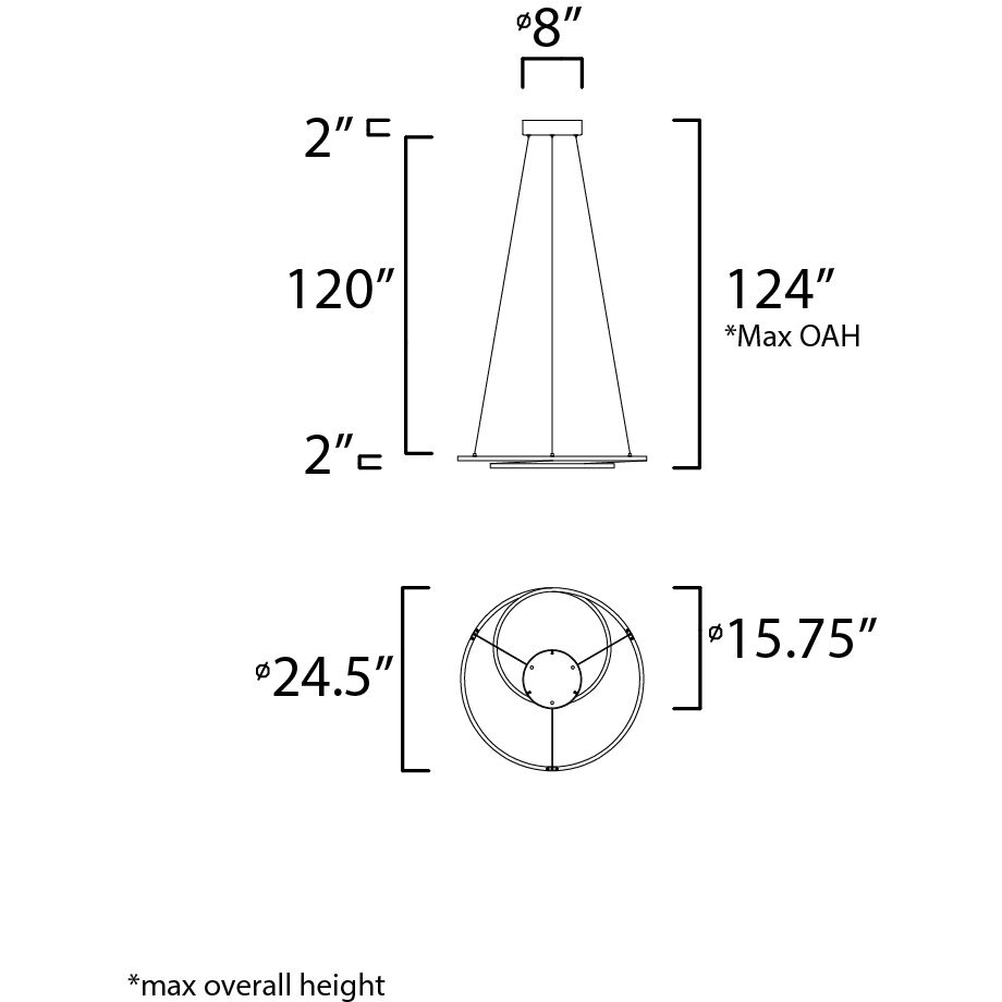 Cycle LED 24.5 inch Black Single Pendant Ceiling Light