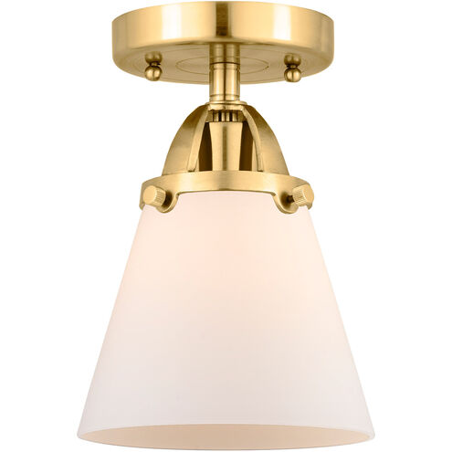 Nouveau 2 Small Cone LED 6.25 inch Satin Gold Semi-Flush Mount Ceiling Light in Matte White Glass