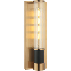 Matteo Lighting Tubo 1 Light 4.38 inch Matte Black and Aged Gold Brass Wall Sconce Wall Light W61201MBAG - Open Box