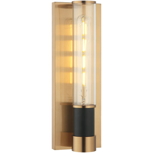 Matteo Lighting Tubo 1 Light 4.38 inch Matte Black and Aged Gold Brass Wall Sconce Wall Light W61201MBAG - Open Box