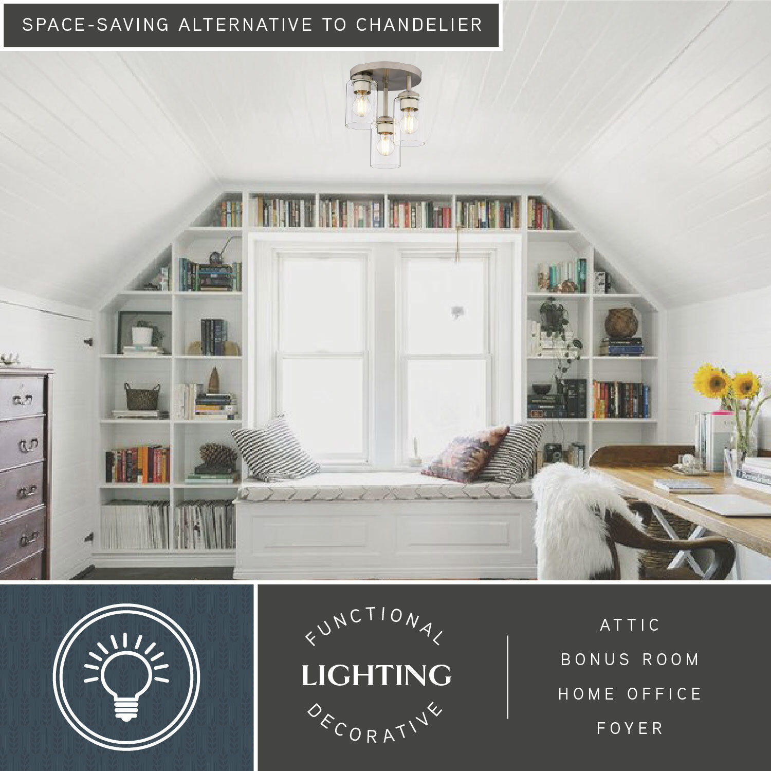 Park Ridge 3 Light 10.5 inch Satin Nickel Flush Mount Ceiling Light